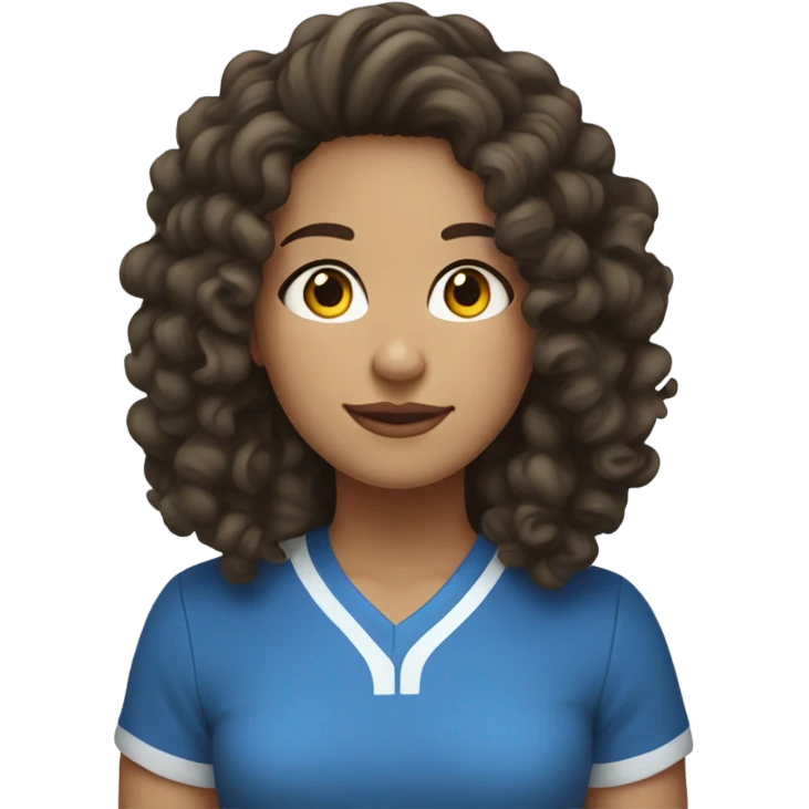 curly haired brunette girl wearing blue socks emoji