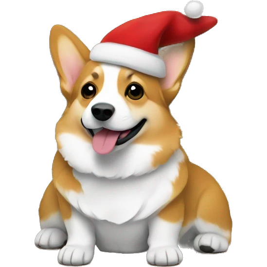 A corgi under a Christmas tree emoji