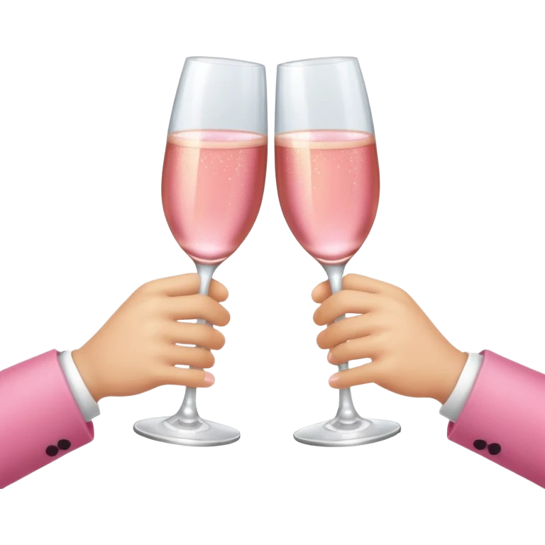 champagne glasses with pink champagne giving cheers with two hands emoji