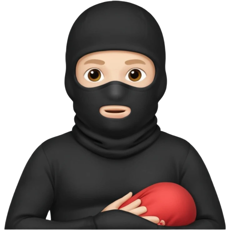 a man who is pregnant and wears a balaclava in his face and we can see his stomach who is bulging and pregnant emoji