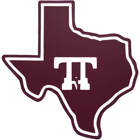 Texas A&M logo inside outline of Texas emoji