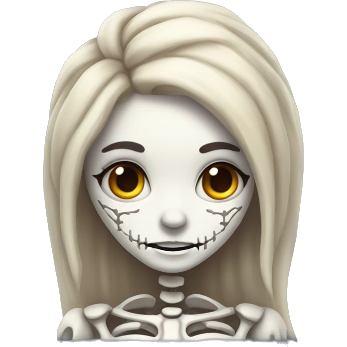 Cute skeleton princess with shoulder length hair emoji