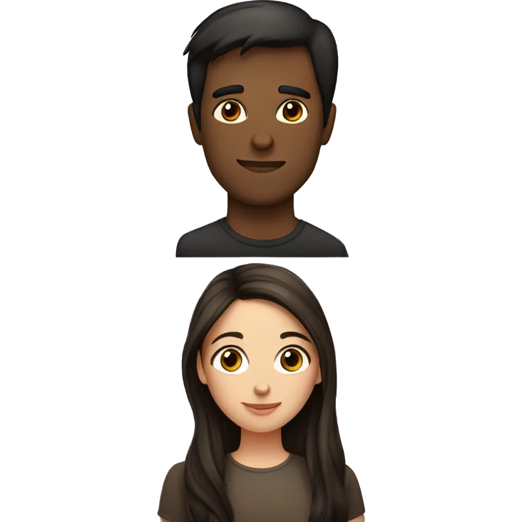 A Couple a Girl and a men. Both have Brown hair, but the Girl has very dark hair. Their Kissing each other  emoji