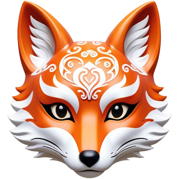 ​Cinematic Realistic Japanese Kitsune Mask, depicted as an intricately carved fox mask with flowing, delicate features and vivid traditional patterns, its mysterious eyes set against a softly blurred background that emphasizes its mystical allure and cultural significance, rendered with detailed textures and refined lighting, emoji