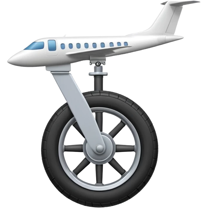 Emoji-style aircraft landing gear with a single wheel and strut, simplified design, clean lines, cartoon-like, isolated on white background, minimal shading emoji