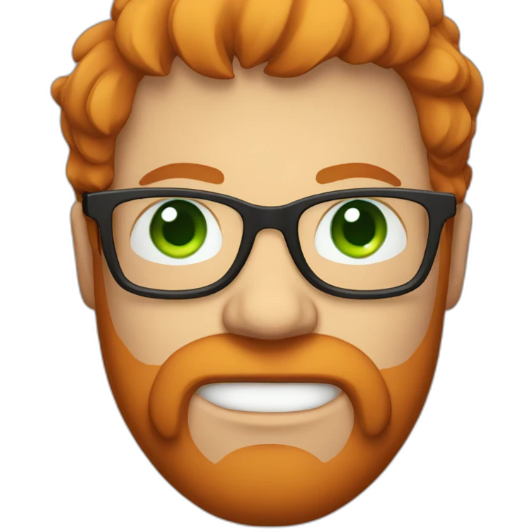A red-haired fat guy with green eyes and withglasses and a beard emoji