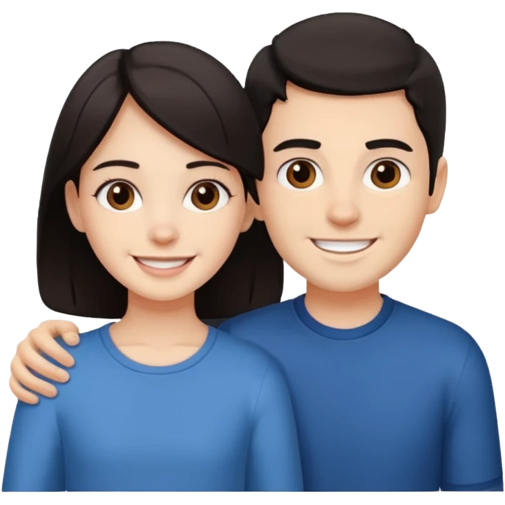 Brother ans sister, white skin, dark hair emoji