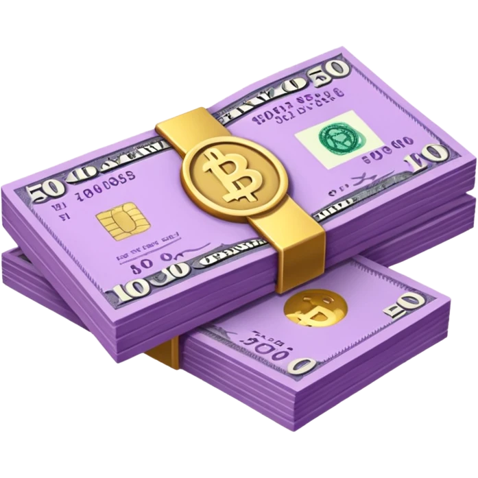 billetes en 3d morados animados en png emoji