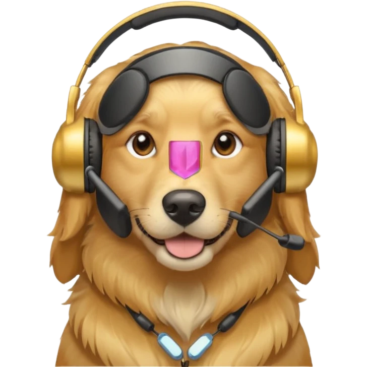 golden retriever with customer support headset, simple, clear expression emoji
