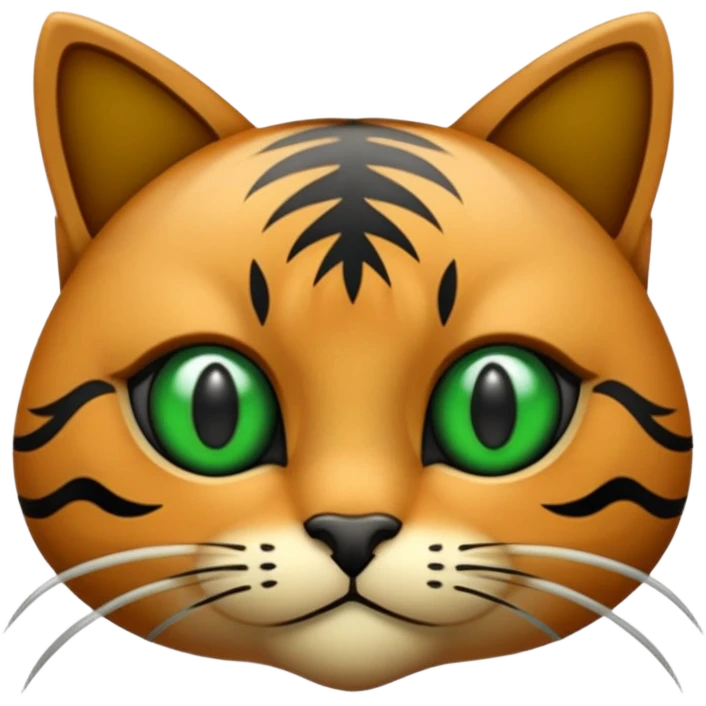 een bruine kat met zwarte strepen en groene ogen emoji