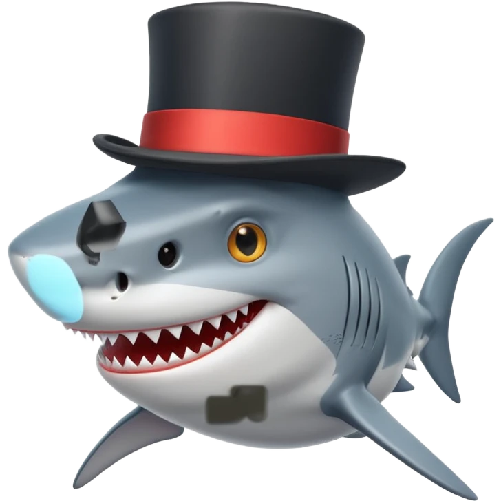 Shark with a top hat emoji