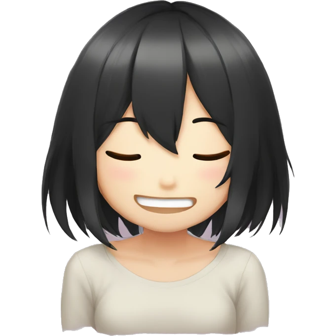anime girl giggle hands covering mouth black hair embarresed emoji