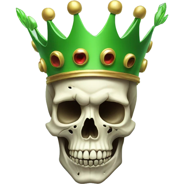 Mind blown skull with a green crown emoji