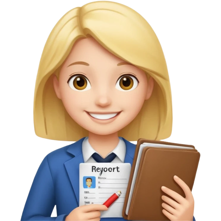 schüler mit zeugnis in der hand, freut sich emoji