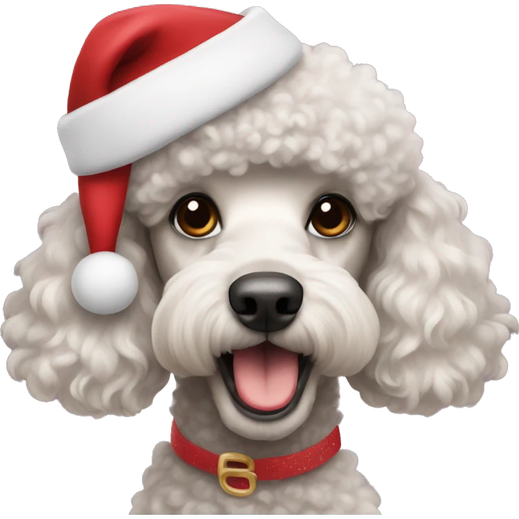 Poodle in a Christmas hat emoji