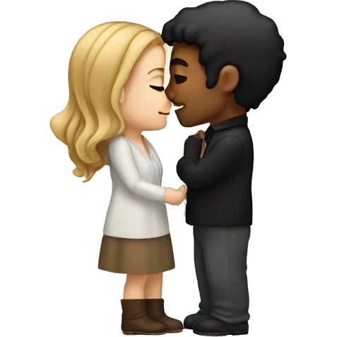 white man with black hair kissing white girl with light brown hair  emoji