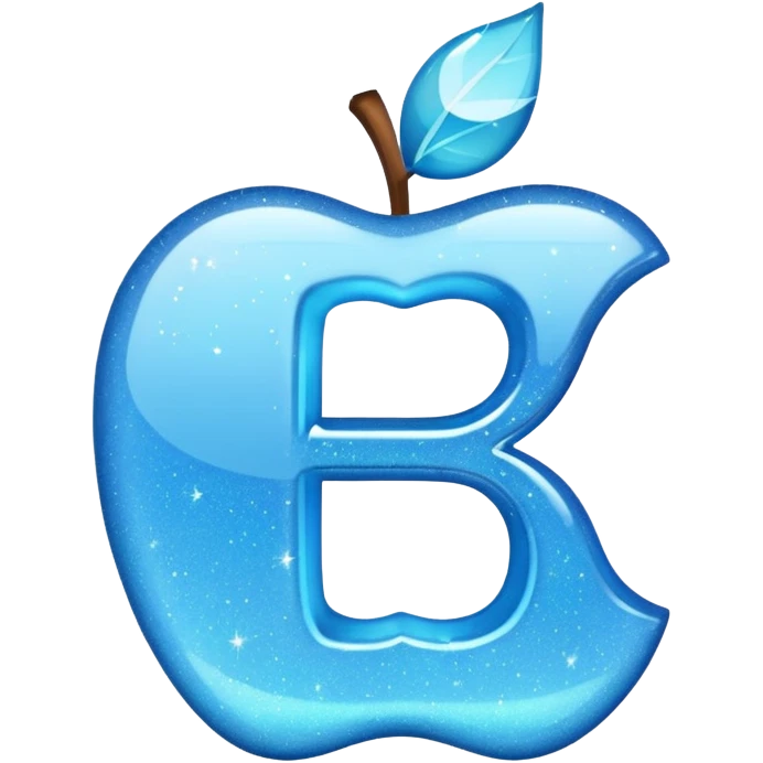 sparkle light blue letter D, apple style emoji, variation 4 emoji