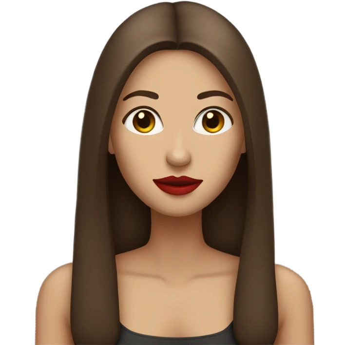 Woman with red lips and straight brown hair white  emoji