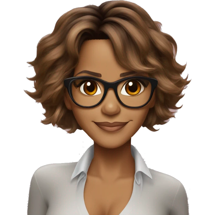 Halle Berry COM ÓCULOS E MECHAS VERMELHAS emoji
