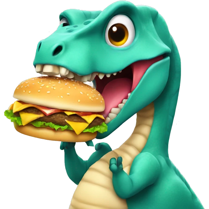 dinosaur eating hamburger emoji