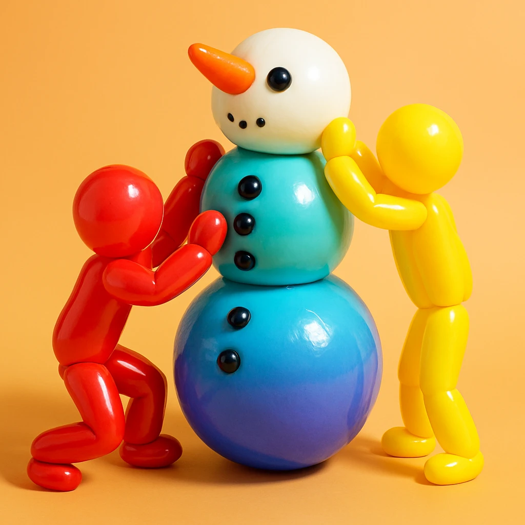 people making a snowman emoji