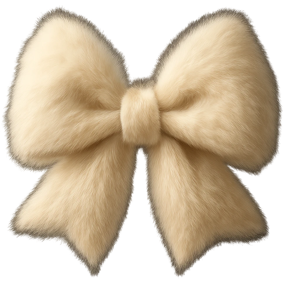 Edit the image to depict a fluffy bow with realistic texture and gentle lighting. Remove the background completely. Use a realistic style with soft lighting and detailed texture to emphasize fluffiness. emoji