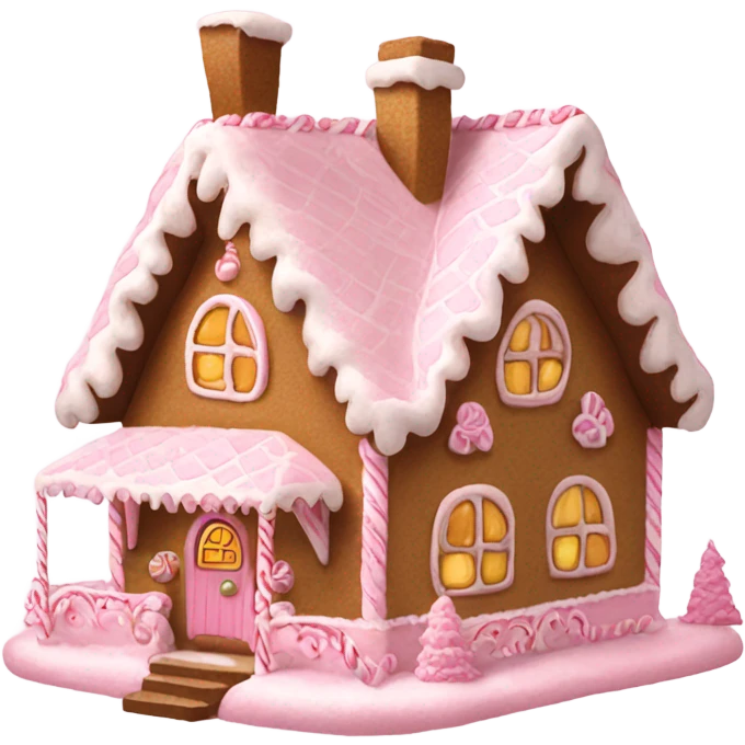 Big Light Pink very detailed gingerbread house  emoji