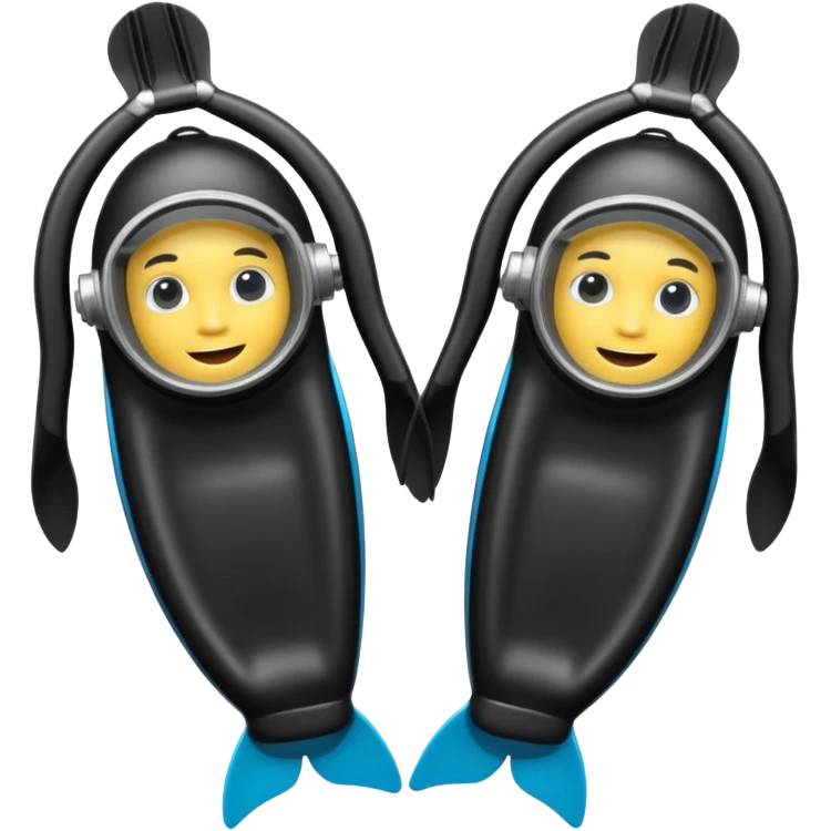 A 3D cartoon pair of diving flippers on a white background, shiny rubber texture, Memoji-style rendering. emoji