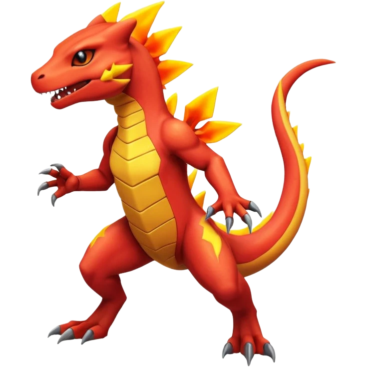 Sharp glowing neon brightly Charmeleon-Zeraora-Salandit-fusion emoji