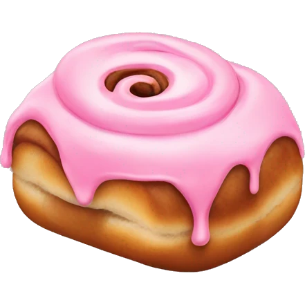 Cinnamon bun with pink icing  emoji