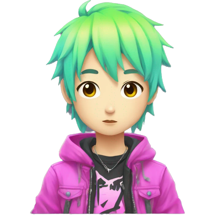 Cute Edgy Attractive Asian Anime Punk Neon Male Character emoji
