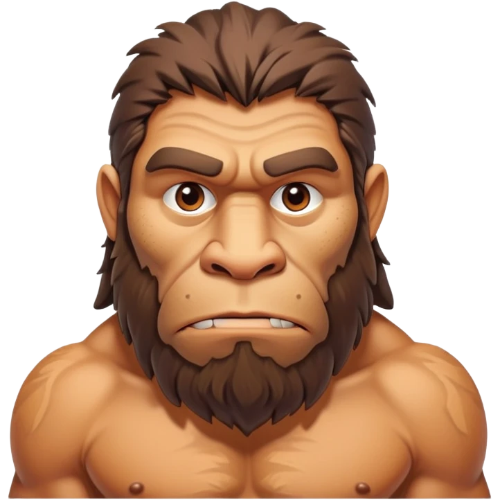 Neanderthal with very broad shoulders, muscular primitive human, strong caveman with prominent brow ridge emoji