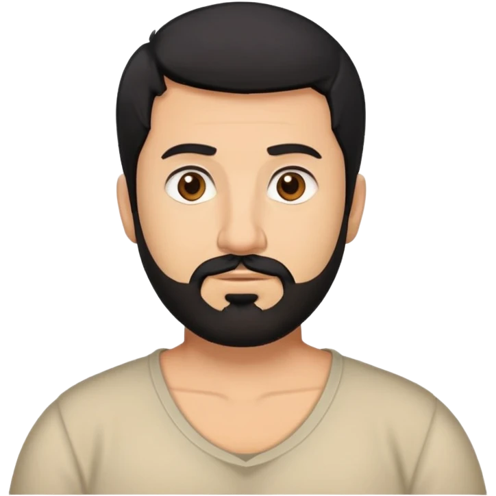 A man with short black hair. A black beard like a zohan. Brown eyes, a slightly chubby build. emoji