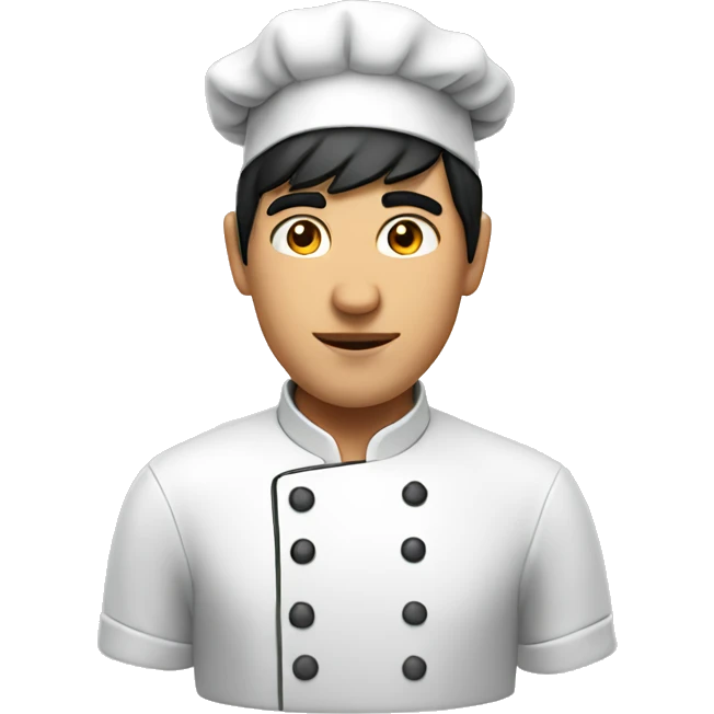 Male Chef with black hair and a chef hat emoji