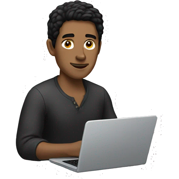 white man with black hair working on his laptop emoji