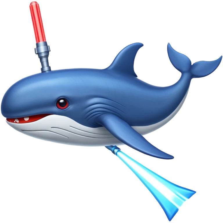 Une baleine avec un sabre laser rouge emoji
