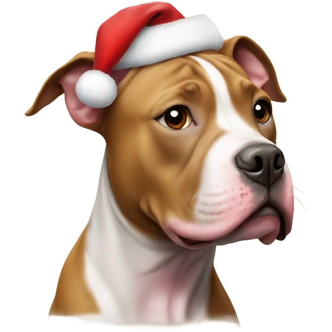Pit bull wearing Santa hat emoji