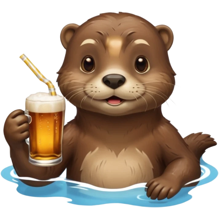 otter in a beer swimming pool sipping beer with a little straw emoji