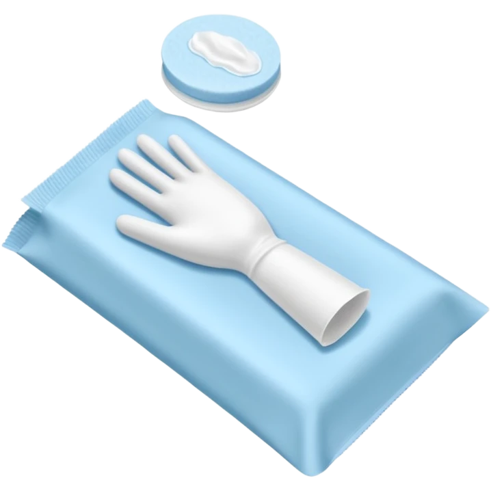disposable gloves, cotton pads and swabs lying on a table emoji