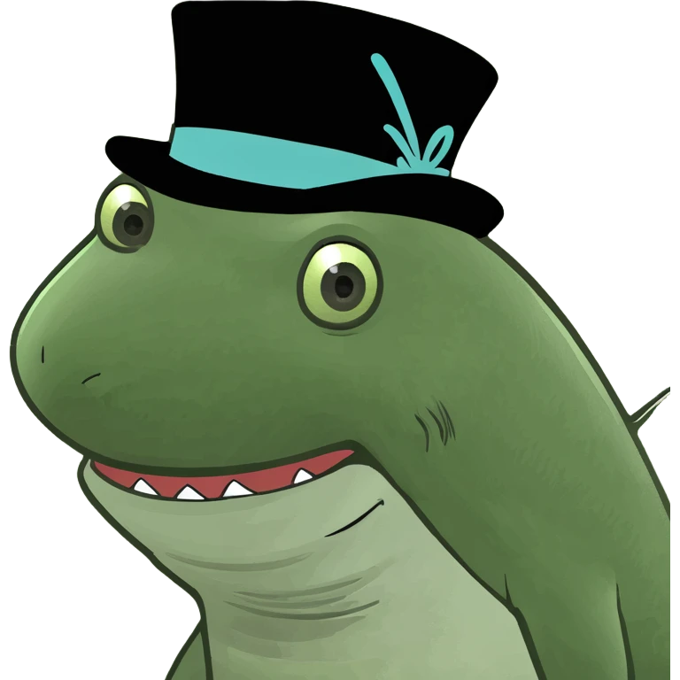 Shark with a top hat emoji