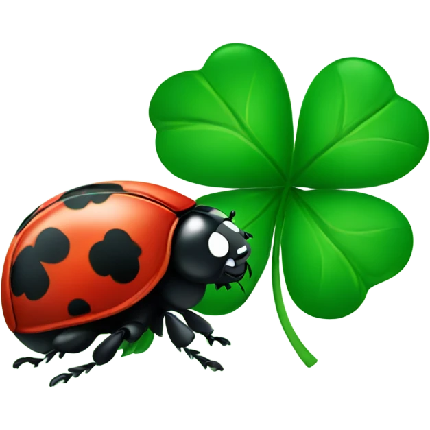 Ladybug and four leaf clover green emoji