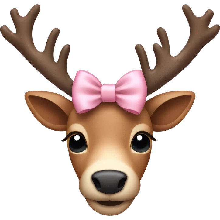 reindeer with a pale pink bow emoji
