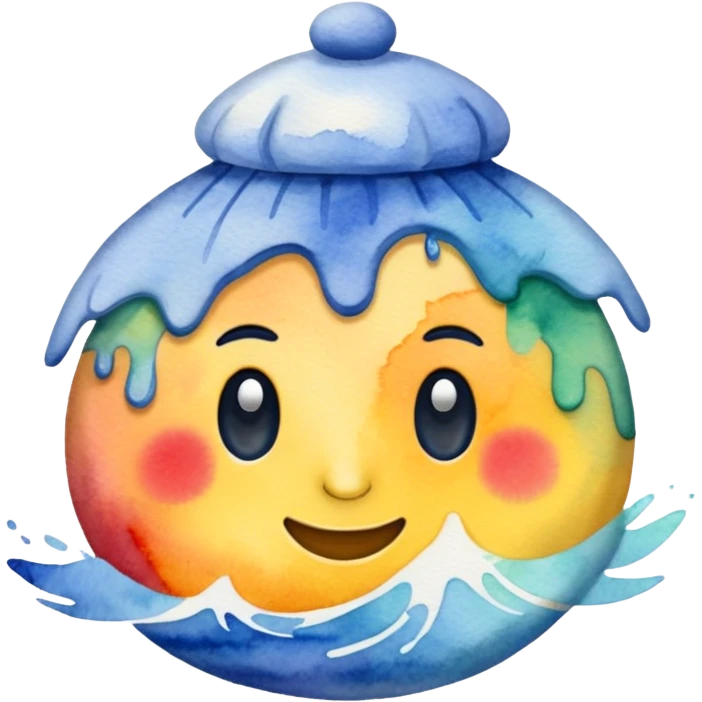 Realistic, watercolor, January Label emoji