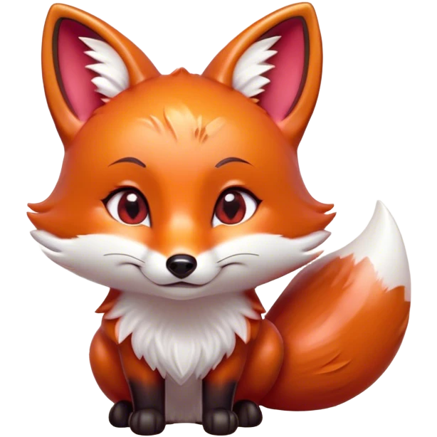 Cinematic Cute Fox Portrait Emoji, Head tilted playfully and inquisitively, featuring a glossy red Fur with delicate white accents and perky ears, round, sparkling amber eyes filled with mischievous curiosity, Simplified yet irresistibly adorable features, highly detailed, glowing with a warm, friendly glow, high shine, affectionate and lively, stylized with a touch of woodland whimsy, bright and endearing, soft glowing outline, capturing the essence of a mischievous yet loving fox, so playful it feels like it could dart out of the screen and into your arms! emoji