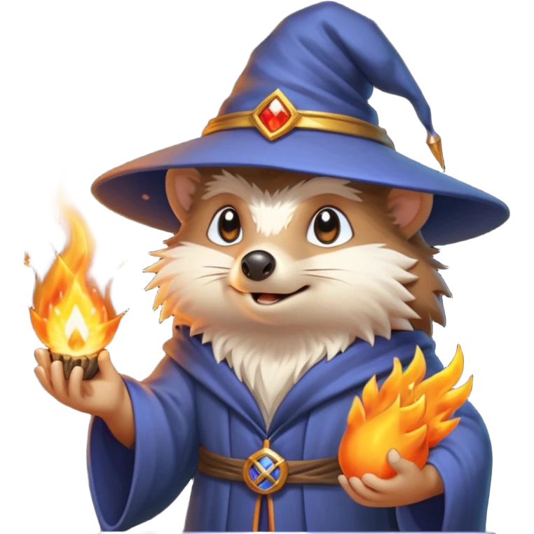 wizard hedgehog summons fire in hand emoji