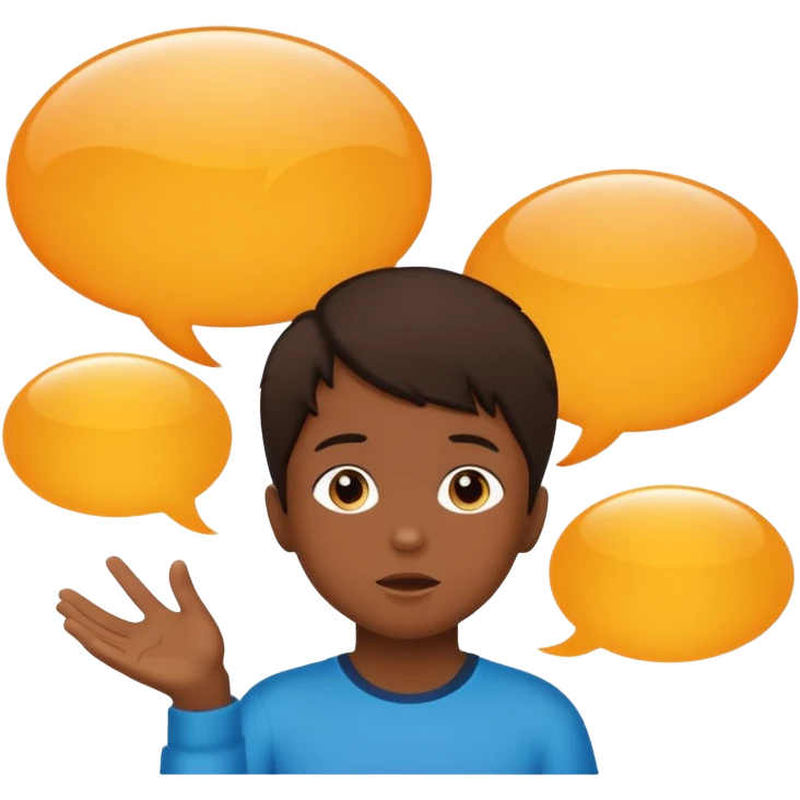 child silhouette with two speech bubbles in different languages emoji