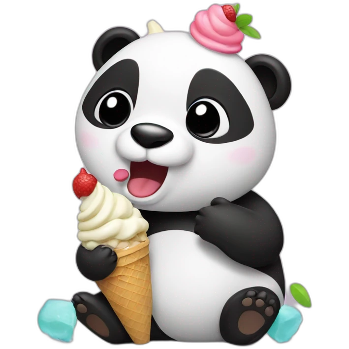 Panda eating ice cream emoji