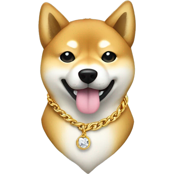 Shiba inu in a gold chain necklace  emoji