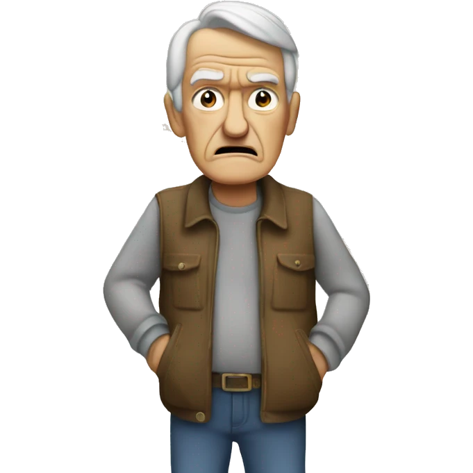 Angry old man at the shopping mall navigating through other shoppers emoji