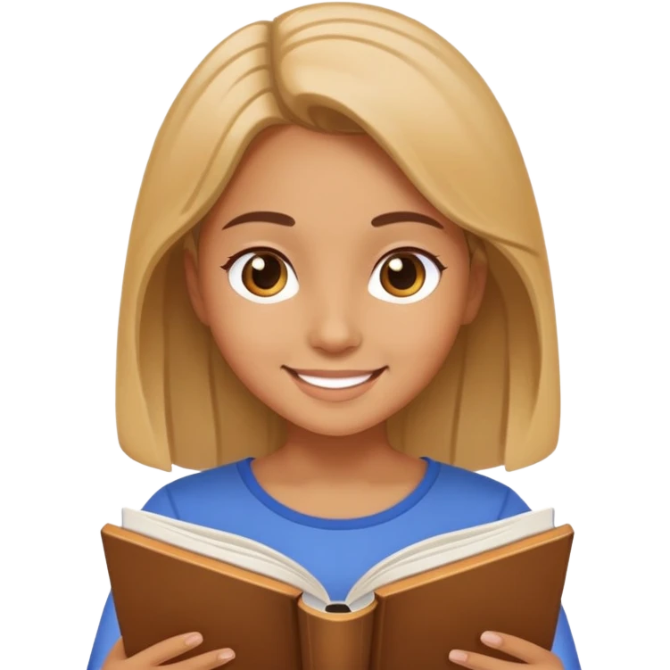 smiling girl reading a book emoji